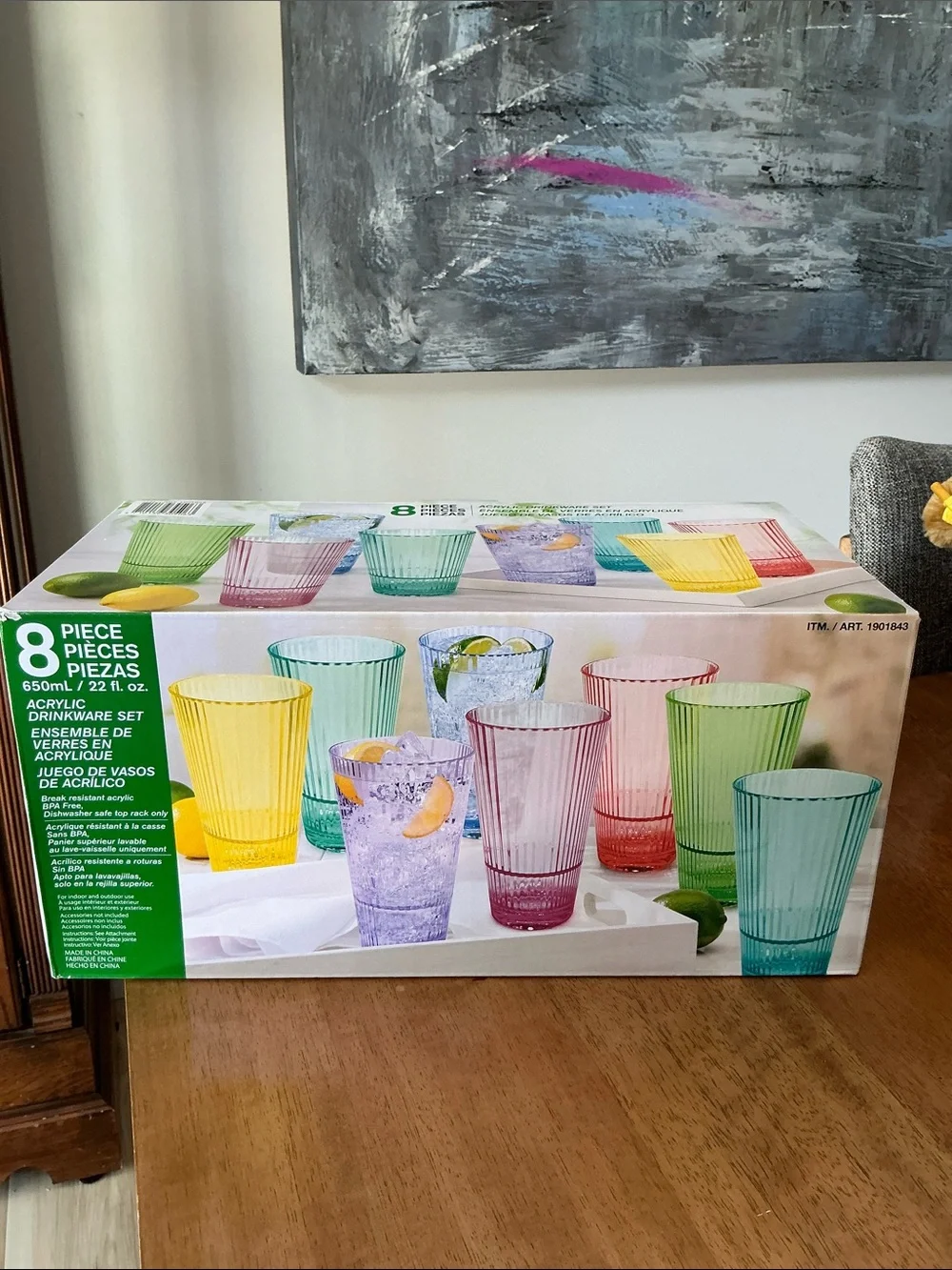 New Multi Color Acrylic Tumblers Drinkware 8 pc. Set